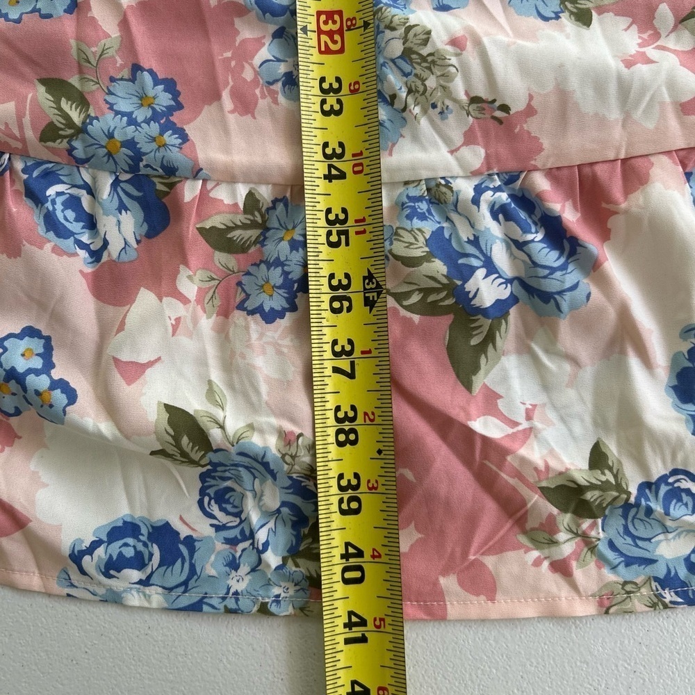 NWT!Floral Pink & Blue Off/On Shoulder Pocket Dress Size 10 or Medium - Picture 8 of 9